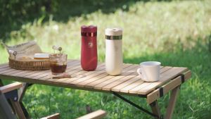 2IN 1 Portable French Press Pot 320ml Travel Coffee Maker Stainless Steel Double-walled Coffee Tea Bottle & Thermo Jug Kettle