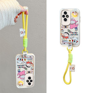 New Casing Honor 70 Honor 90 Lite Honor 200 Pro 5G Phone Case Leather Design Cute Cartoon Kuromi Capybara Crayon Shin-chan Lens Protection with Lanyard Silicone Soft Cover