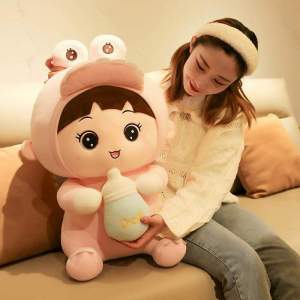 GẤU BÔNG KHỦNG LONG ÔM BÌNH SỮA GẤU BÔNG BÚP BÊ COSPLAY KHỦNG LONG VẢI MINISO CAO CẤP SIZE LỚN CHO BÉ
