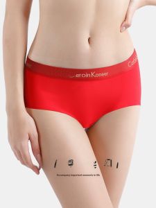 Red Pure Cotton Triangle Panties Womens Underwear CarbinKoneer Antimicrobial Mid-Waist Briefs Comfortable Home Shorts