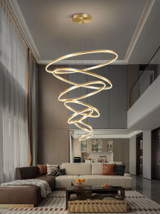 LANGSHANGZHAOMING | Đèn chùm phòng khách hiện đại nghệ thuật hình tròn LED