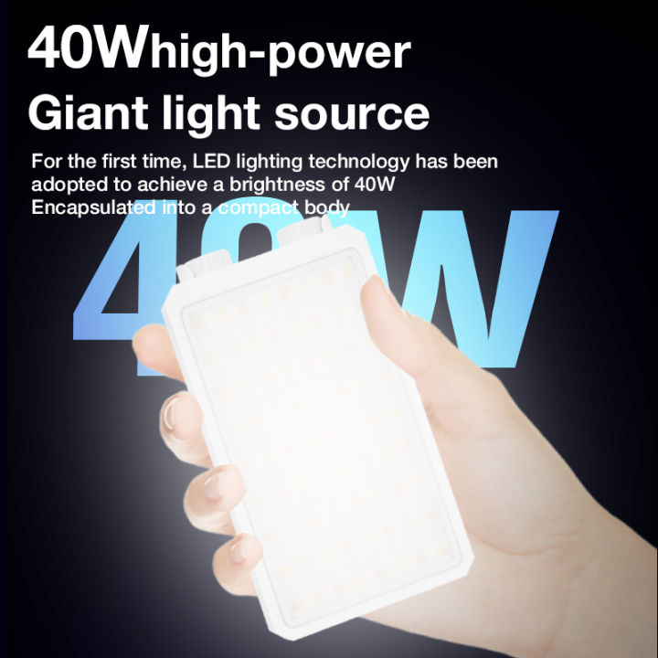 Portable LED Video Light 40W RGB Pocket-Sized Mini Portable Light Temperature Control Built-in Rechargeable Battery PD Charging