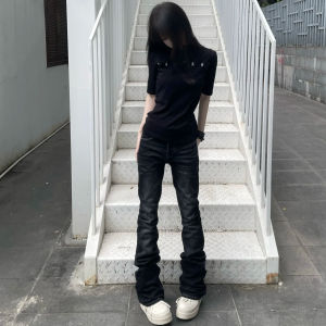 Cleanfit High Street Vibe Distressed Slim Fit Jeans Men Women Black Grey 517 Denim Pants Casual Style High Waist Cotton Zipper