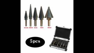 5Pcs Cobalt Titanium Step Drill Bit Set 50 Sizes Cobalt Titanium Conical Carbide Drill for Stainless Steel Sheet Metal Drilling