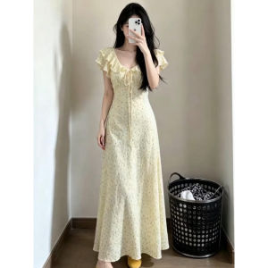 BIFEIMENG | Đầm Hoa Dài Cổ V Độc Đáo Không Bị Trùng
