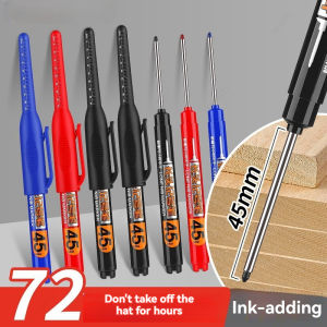 5/10PCS 45mm Tip Waterproof Long Head Marker Pen Quick-Dry Ink for Woodworking Construction Deep Hole Non-Toxic Black Red Blue
