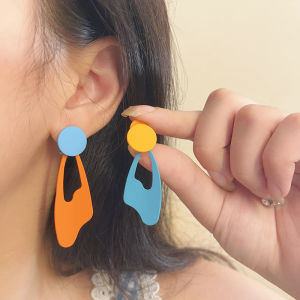 Fashionable Geometric Long Earrings Hollow out Design Durable Alloy Material No Hole Clip for Women Fresh And Artistic Style
