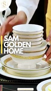 Tô Chén Đĩa Trevi Viền Vàng Sang Trọng Phong Cách Bắc Âu