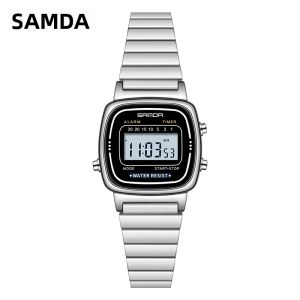 Sanda | SANDA 6053 Nữ Doanh Nhân Thể Thao Đồng Hồ 5ATM Chống Nước LED Màn Hình Hiển Thị Kỹ Thuật Số Dây Thép Không Gỉ Đồng Hồ Bấm Giờ Chronograph Quà Tặng