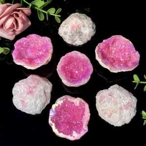 Random 1PC High Quality Pink Aura White Agate Natural Crystal Raw StoneMineral CrystalFamily And Friends GiftDecoration