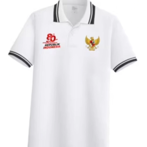 Polo Shirt List 02 Lengan Pendek 80 TH Kemerdekaan / Polo List Black & White Kemerdekaan Indonesi / COD