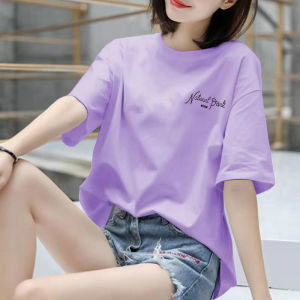 Pure Cotton Short Sleeve T-Shirt Womens Loose Korean Style Simple Versatile Top Inner Wear Slimming Effect Trendy Ins