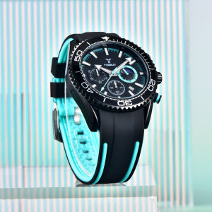 TYBERLEY Tali Jam Tangan Karet ปฏิทินแก้ว Hardlex ดั้งเดิมนาฬิกาควอตซ์ผู้ชายผู้ชาย TB5056ใหม่