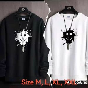 Diskon Spesial Sweater Keren Kaos Pria Elegan Crewneck Trendy Sweatshirt Kasual Sweter Cowok Smile