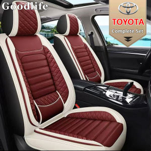Toyota Car Seat Covers SetFull Coverage Leather Ice silk Seat Protector With fixed lumbar support For Vios Hilux Corolla Raize ALTIS RUSH Camry Yaris Innova RAV4 (5-seater luxury Set)