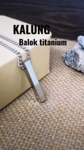 [Bayar di Tempat] Kalung Titanium Pria Model Balok Anti Karat Asli Original