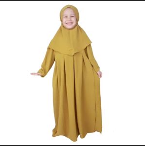Gamis Muslimah Anak Perempuan Set Hijab Terbaru Usia 5-8 Tahun