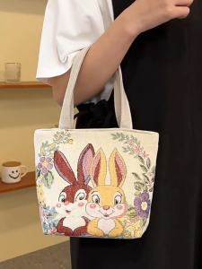 Túi xách tay nữ mini vải Canvas thời trang mùa hè đi biển có khóa kéo họa tiết 2 mặt nhiều mẫu lựa chọn LX379