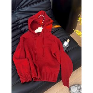 Christmas New Year Red Hooded Sweater Jacket Womens Innerwear Outerwear Soft Cozy Knitted Top Commute Style Regular Sleeve