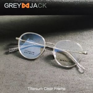 Grey Jack Frame Kacamata Bahan Titanium Model Bulat Ringan dan Kokoh Fashion stylish Bisa Minus 7012