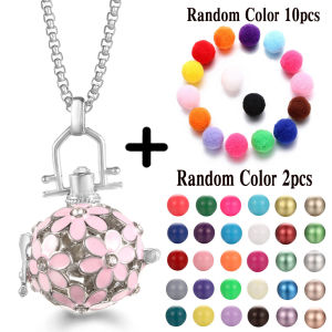 Mexico Chime Aromatherapy Music Ball Woman Caller Essential Oil Necklace Perfume Diffuser Gradient Color Flower Pendant Jewelry
