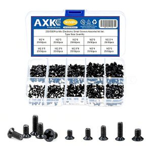 500pcs Black KM Screws Assortment Box 10 Mixed Specifications with Cross Screwdriver for Home Repair and DIY Projects