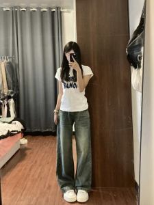 เสื้อยืดคอกลมแขนสั้นผ้าฝ้ายแท้ทรงเข้ารูปสำหรับผู้หญิงในช่วงฤดูร้อน เสื้อตัวบนกระชับสัดส่วน ปกปิดเนื้อผ้า สไตล์เกาหลี