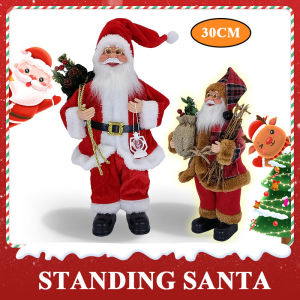 30cm Big Standing Santa Claus Christmas Figure Doll Sack Gifts Santa Standing Xmas Ornaments For Home Decoration