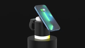 3 in 1 Magnetic Wireless Foldable Quick Charger Stand Holder Backlight LED Light Night Light Dock for iPhone/iWatch/Airpods/Apple Series