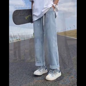 กางเกงยีนส์ผู้ชาย ทรงกระบอก สแล็ค ย้อนยุค แฟชั่นฤดูใบไม้ร่วง พร้อมส่งจากไทย