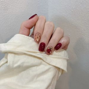 Nail Art Dán Đen Đỏ Tròn Mắt Mèo Handmade Dễ Thương Hiệu Ứng Thường Ngày Màu Trang Trí Nails Đa Năng Cho Mùa Xuân