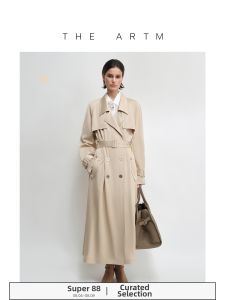 Silky Saddle Shoulder Double Breasted New Trench Coat