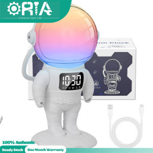 ORIA Astronaut Wake Up Light W/ Clock and Colorful Night Light Robot Sunrise Digital Clock for Bedroom with Sunrise Simulation 21 Soothing Sounds for Sleeping Relaxation with Timer Bluetooth Function