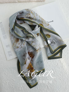 Classical Long Silk Scarf 100%  Silk Lagur Brand Floral Pattern Multifunctional Versatile Chinese Style for All Ages