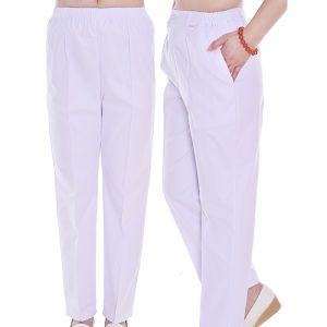 Four-Season Elastic Waist Doctors Work Pants White Pocketed Nurse Uniform plus Size Hospital Staff Clothing Summer Style