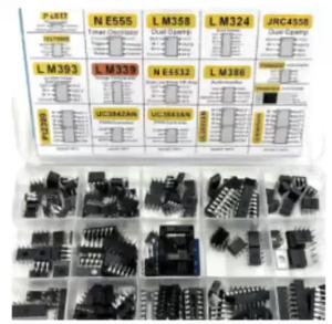 150Pcs Assorted IC Chip Kit Op-Amp Oscillator PC817 NE555 LM358 LM324 Transistor Array Electronic Components Set with Sockets