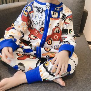 Baby Pure Cotton Cartoon Boneless Sleeping Bag Autumn Childrens Jump Suit Boys Girl All Year Round Neutral Anti-Kicking Blanket Pajamas