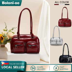 Luxury Leather Sling Bag for Woman Underarm Bag Retro Shoulder Bag Lady Boston Bag Bowknot Bowling Handbag