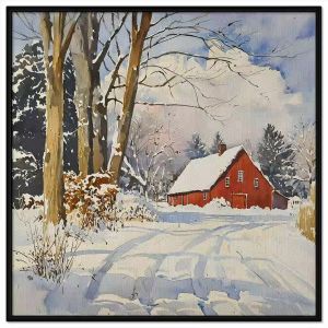 Tranh phong cảnh mùa đông màu nước. Tranh treo tường dán tường canvas trang trí. CGI-1820
