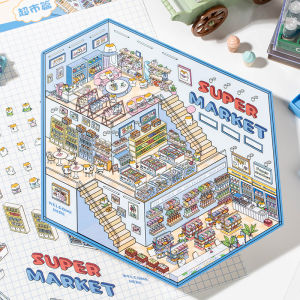 Plus Size Third-story Cabin Scene DIY Sticker Highly Playable Sticker Stacking Pasting Festival Birthday Gift for Kid Child