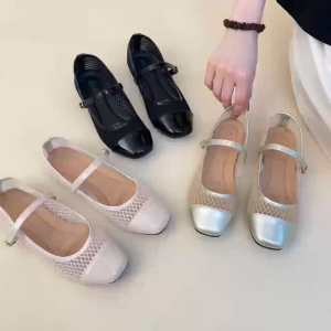Elegant Women Gold Mesh Fabric Ballet Flats with Round Toe SK-611