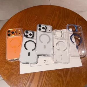 szhaiyu | Luxury Magnetic Transparent attraction Case For iPhone 18 Pro Max 17 16 15 14 13 Pro Plus With Lens Holder Protection Cover