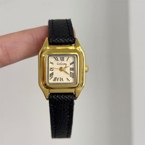 Gogo Mini Leopard Print Classic Roman Square Womens Watch Elegant Simple Fashion High-End Design Metal Band Quartz Movement