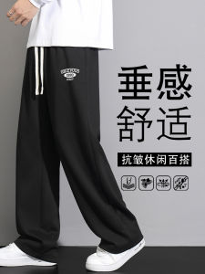Casual Mens Sports Straight Leg Long Pants Spring Autumn 2024 New Style Loose Trendy Brand Youth Popular Polyester Fiber