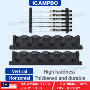 ICAMPDO Convenient and Durable ABS Plastic Wall-Mounted Fishing Rod Holder - 6 Hole Spinning and Casting Fishing Rod Storage Rack with Wear-Resistant Design Rak Simpanan Tiang Pancing Putar dan Lemparan 6 Lubang dengan Reka
