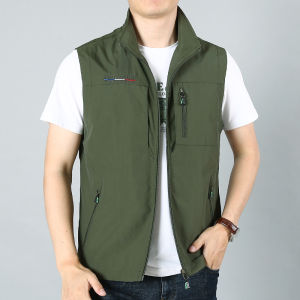 Spring Summer Mens Vest Thin Multiple Pockets Casual Photography Travel Fishing Jacket Loose Fit Fashionable Urban Style