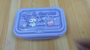 J199# Childrens Lunch Box With Dividers and Spoon/Fork 1200ml BPA-Free Leak-Proof Kuromi Melody Sanrio Cartoon