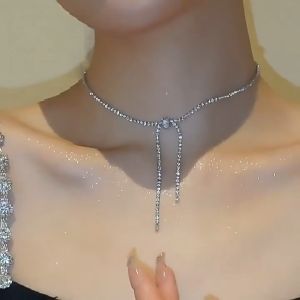 🔥🔥Roman Holiday Shining Zircon Tassel Necklace Exquisite Design Sense Collarbone Chain