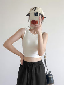 Áo Ba Lỗ Không Tay Ôm Vừa Vặn Màu Trơn Thoải Mái Cho Nữ Mùa Hè Áo Ba Lỗ Không Tay Có Đệm Ngực Áo Ba Lỗ Cổ Tròn Thoáng Khí