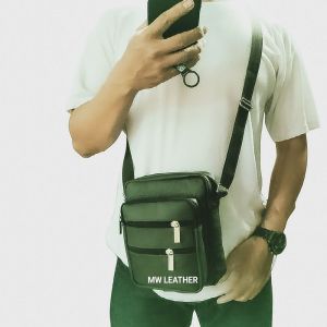 Tas hp selempang kulit simon polosan tanpa merk banyak saku